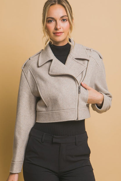 WOOL MOTO JACKET WITH ZIP CLOSURE