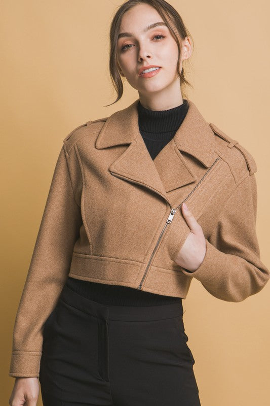 WOOL MOTO JACKET WITH ZIP CLOSURE