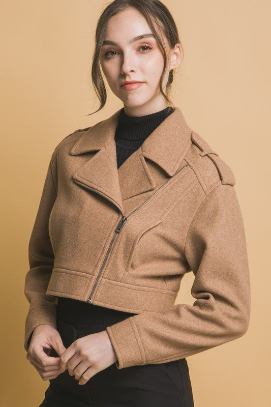 WOOL MOTO JACKET WITH ZIP CLOSURE