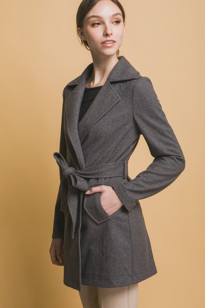 BELTED WRAP COAT