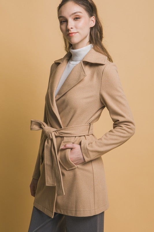 BELTED WRAP COAT