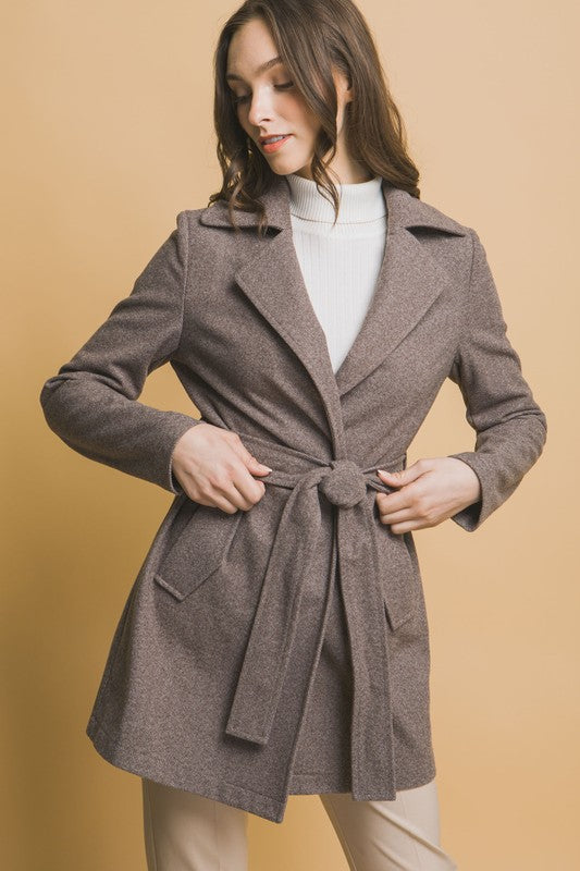 BELTED WRAP COAT