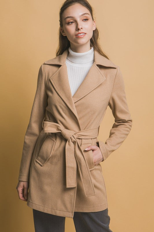 BELTED WRAP COAT