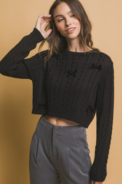 CROPPED BOW SWEATER