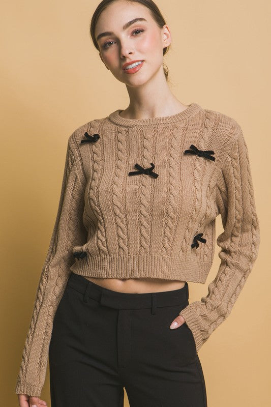 CROPPED BOW SWEATER