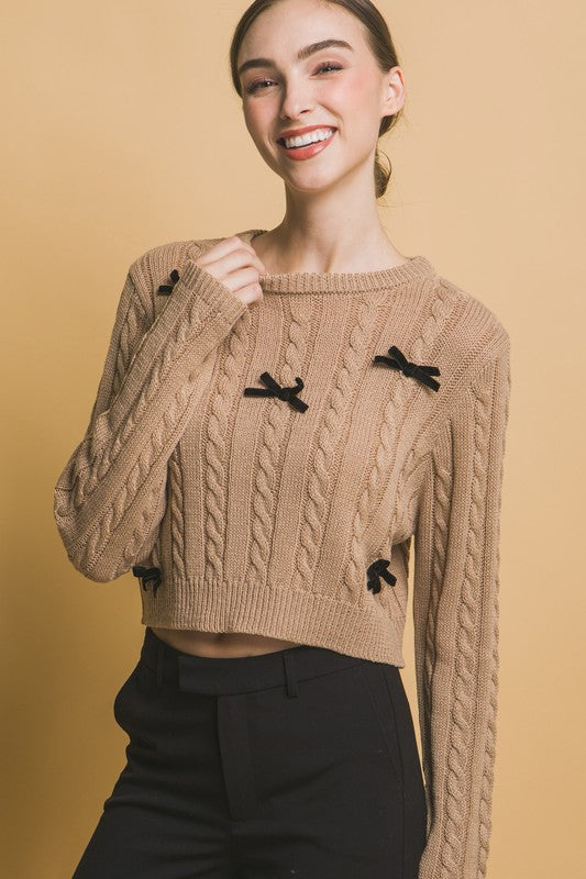 CROPPED BOW SWEATER