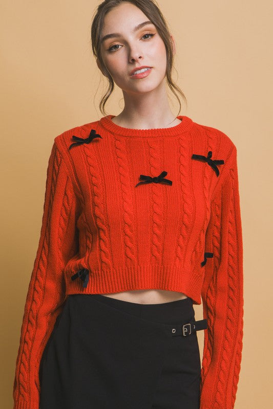 CROPPED BOW SWEATER