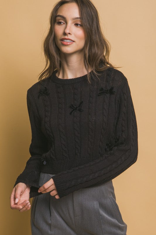 CROPPED BOW SWEATER