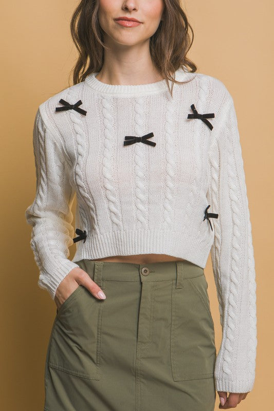 CROPPED BOW SWEATER