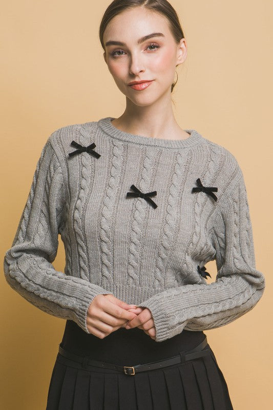 CROPPED BOW SWEATER