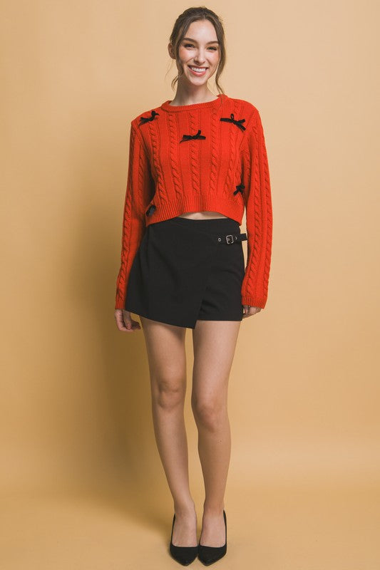 CROPPED BOW SWEATER