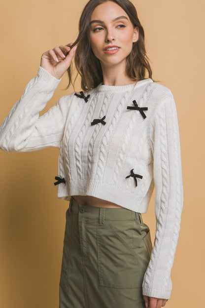 CROPPED BOW SWEATER