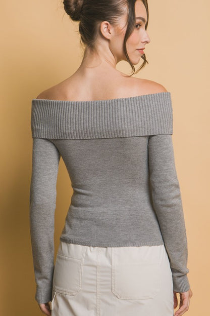 RIBBED FITTED BARDOT OFF SHOULDER TOP