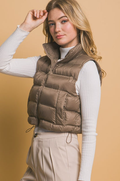 HIGH NECK ZIP UP PUFFER VEST