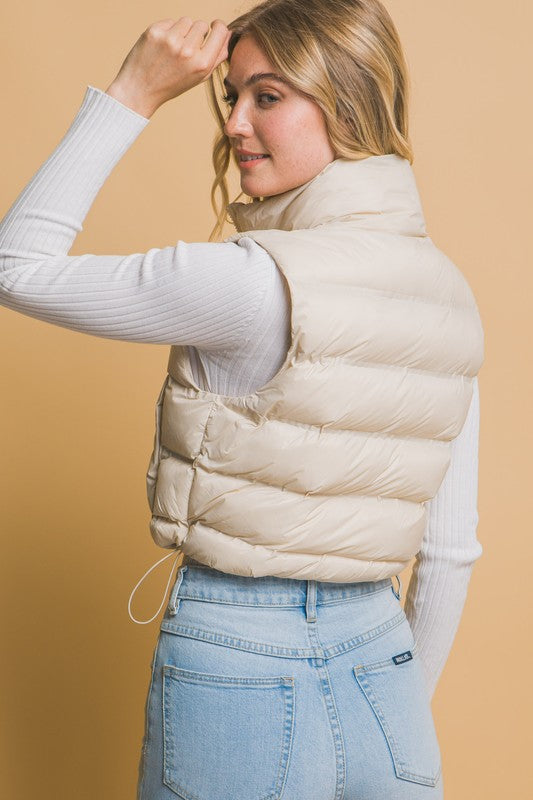 HIGH NECK ZIP UP PUFFER VEST