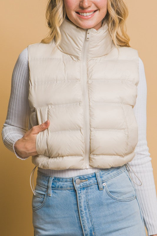 HIGH NECK ZIP UP PUFFER VEST