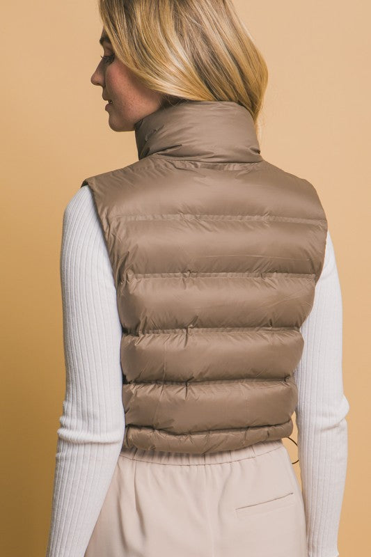 HIGH NECK ZIP UP PUFFER VEST