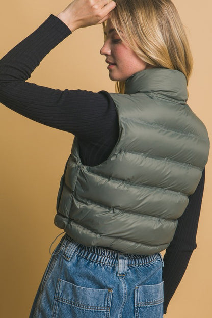 HIGH NECK ZIP UP PUFFER VEST