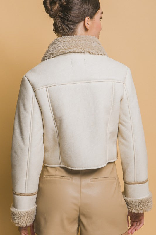 SHERPA-LINED LEATHER JACKET