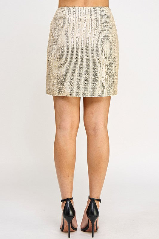 SEQUIN FRONT TIE MINI SKIRT