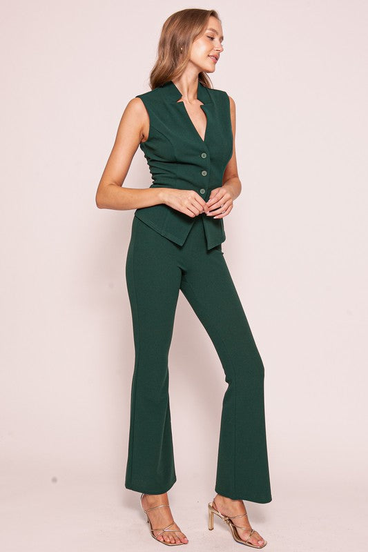 VEST TOP AND HIGH WAISTED TECHNO CREPE PANTS SET