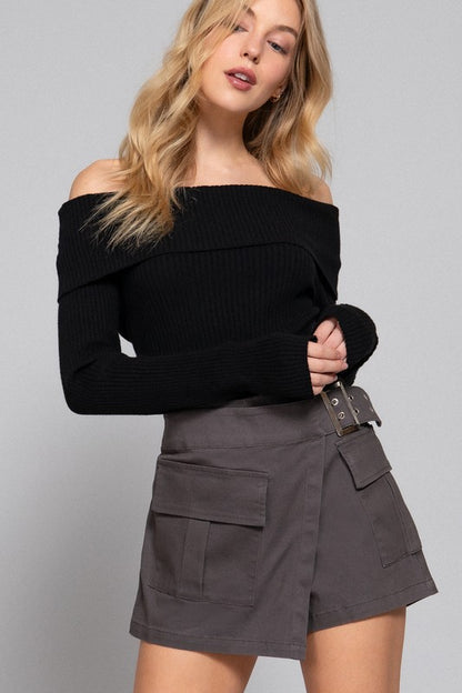 WAIST BELTED CARGO SKORT