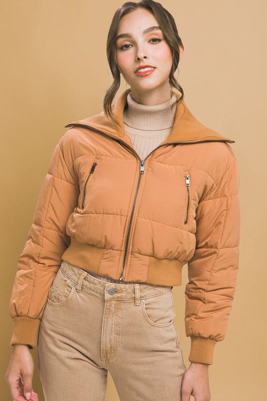 CROPPED TURTLE-NECK PUFFER JACKET