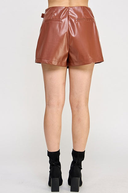 FAUX LEATHER ASYMMETRIC SKORT