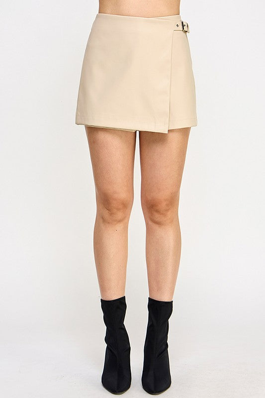 FAUX LEATHER ASYMMETRIC SKORT