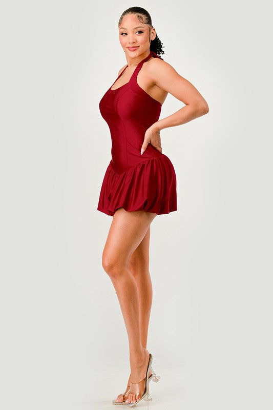 HALTER MINI DOUBLE DRESS