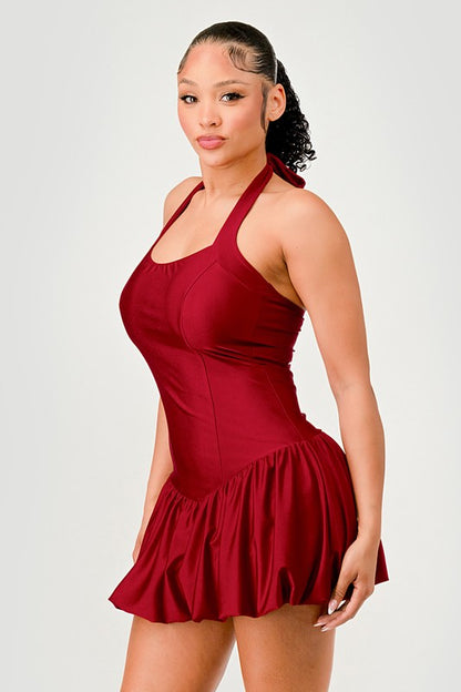 HALTER MINI DOUBLE DRESS