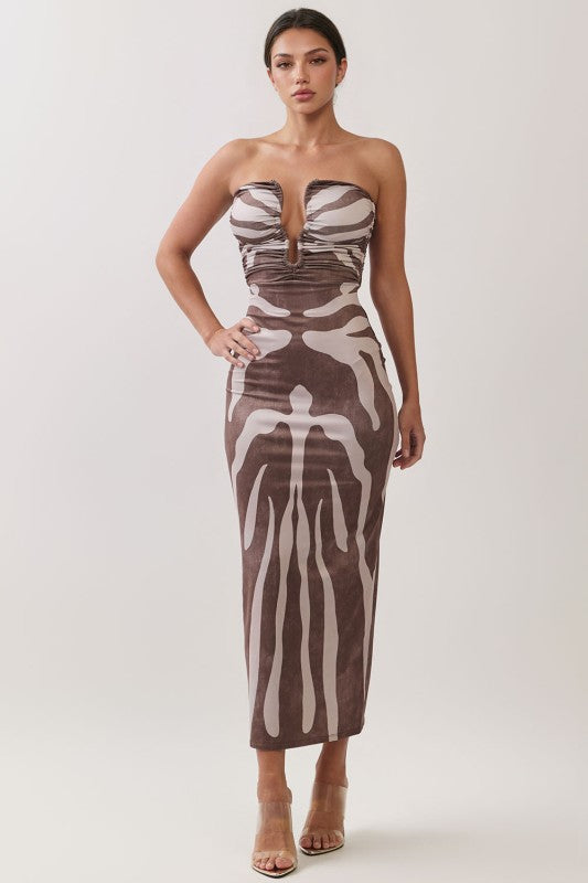 ABSTRACT TUBE MIDI DRESS