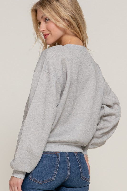 SEQUIN DETAIL INNER FLEECE SWEATSHIRT