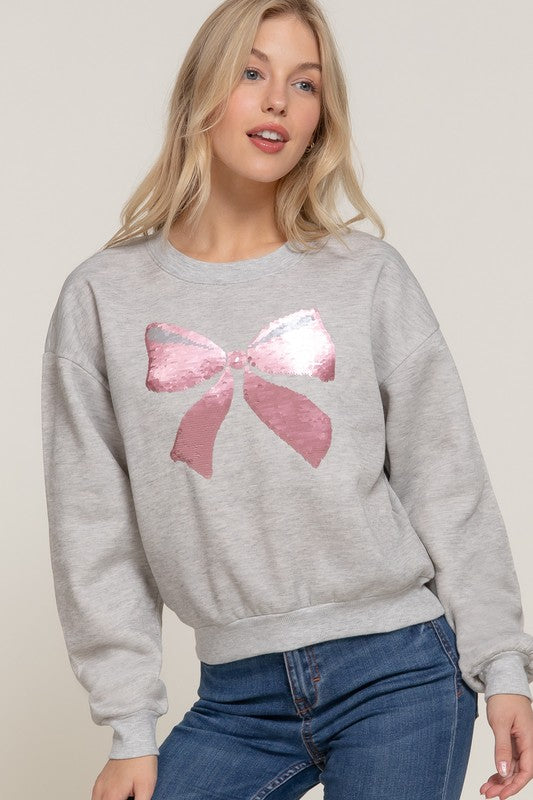 SEQUIN DETAIL INNER FLEECE SWEATSHIRT