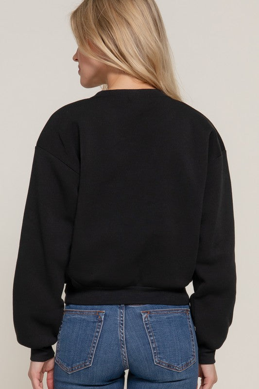 SEQUIN DETAIL INNER FLEECE SWEATSHIRT