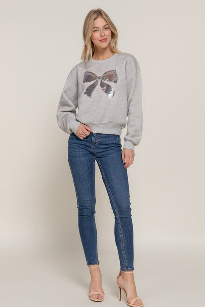 SEQUIN DETAIL INNER FLEECE SWEATSHIRT