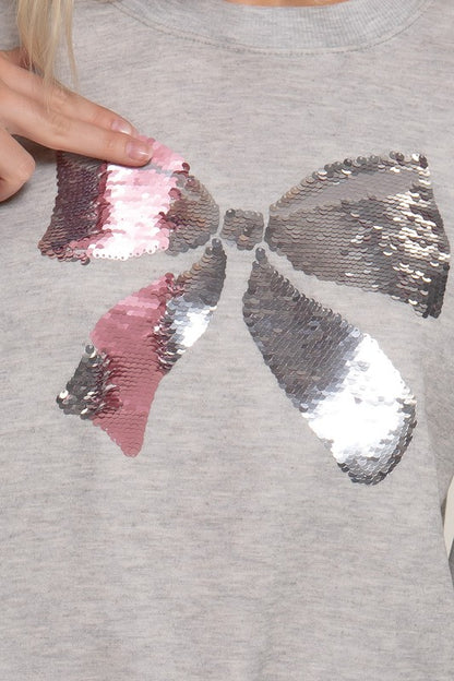 SEQUIN DETAIL INNER FLEECE SWEATSHIRT