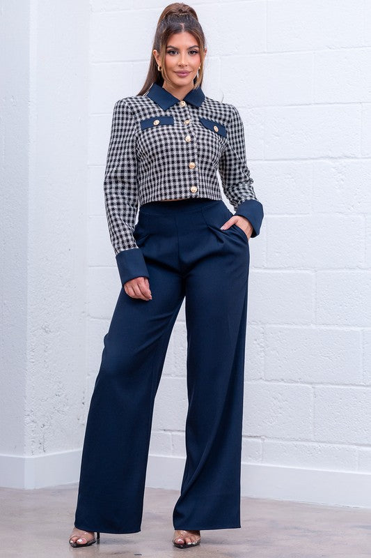 GINGHAM CROP TOP AND PANTS SET