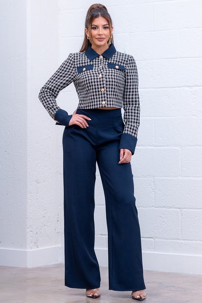 GINGHAM CROP TOP AND PANTS SET