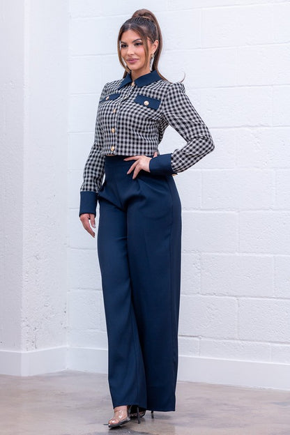 GINGHAM CROP TOP AND PANTS SET