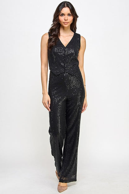 SEQUIN VEST TOP AND PANTS SET