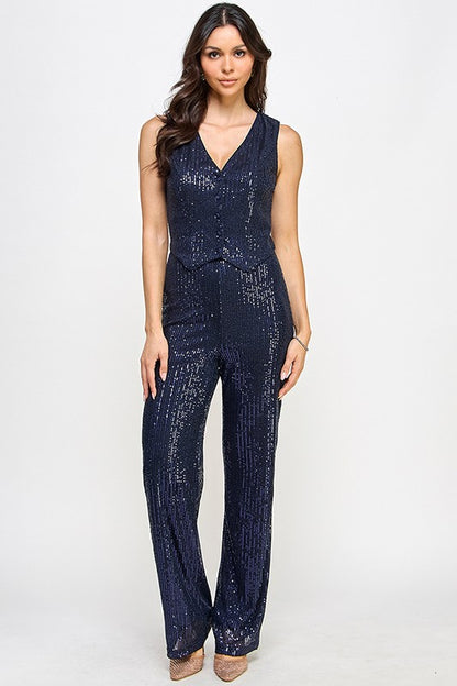 SEQUIN VEST TOP AND PANTS SET