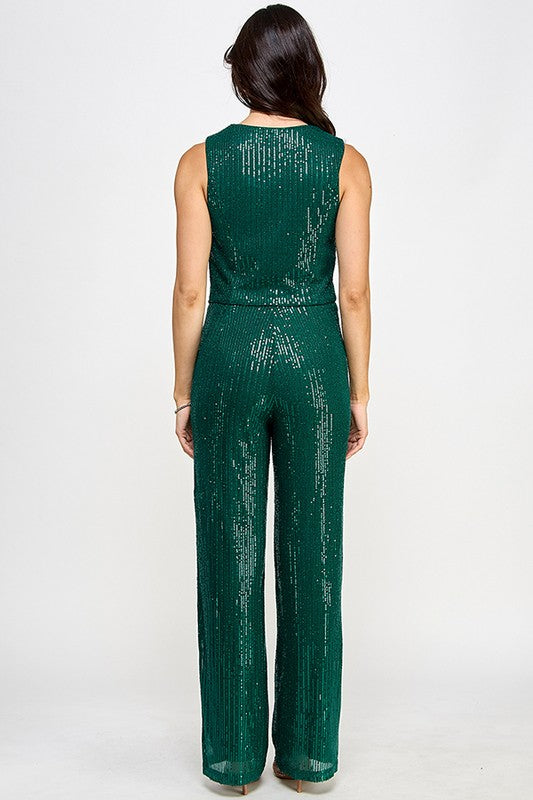 SEQUIN VEST TOP AND PANTS SET