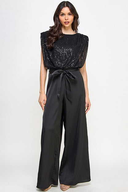 TOP WITH PLEATED PANTS JUMPSUIT