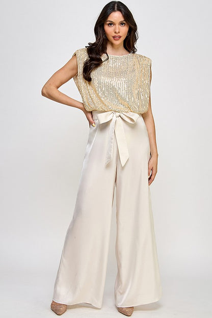 TOP WITH PLEATED PANTS JUMPSUIT