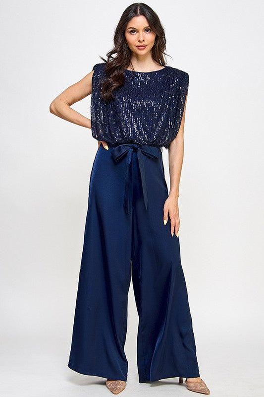 TOP WITH PLEATED PANTS JUMPSUIT