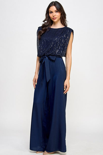 TOP WITH PLEATED PANTS JUMPSUIT