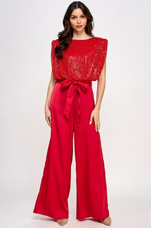 TOP WITH PLEATED PANTS JUMPSUIT