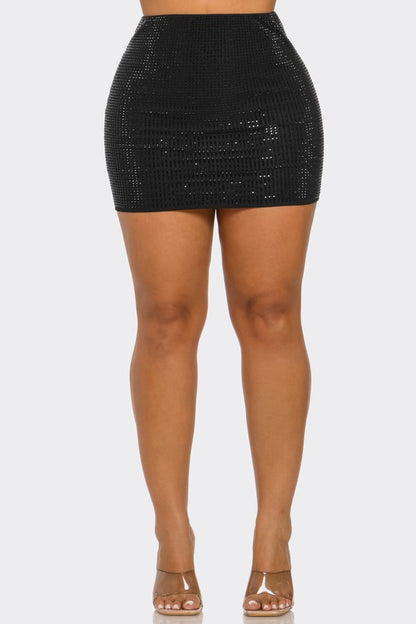 RHINESTONE STUD MINI SKIRT