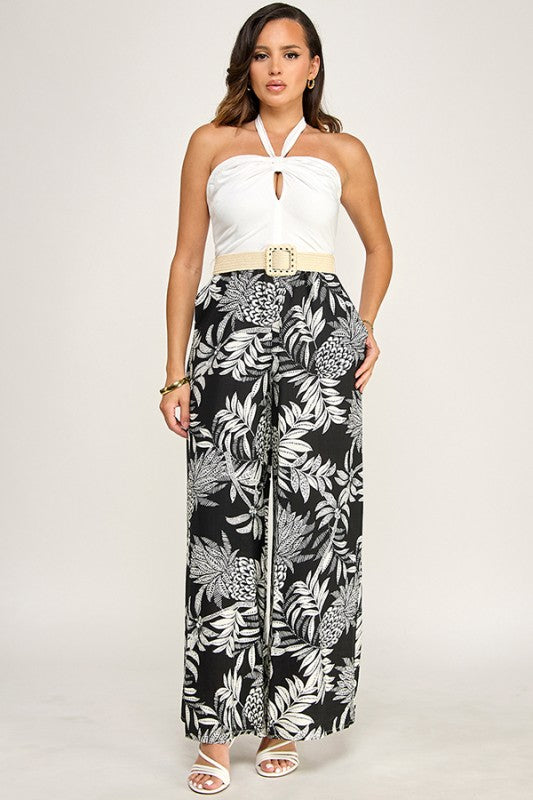 HALTER JUMPSUIT W/ CONTRAST BOTTOM